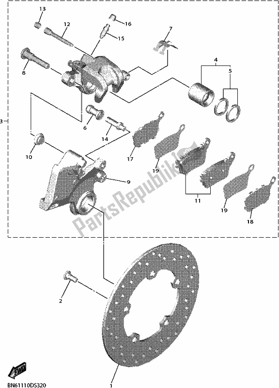 Todas las partes para Pinza De Freno Trasero de Yamaha YZF 600 2017