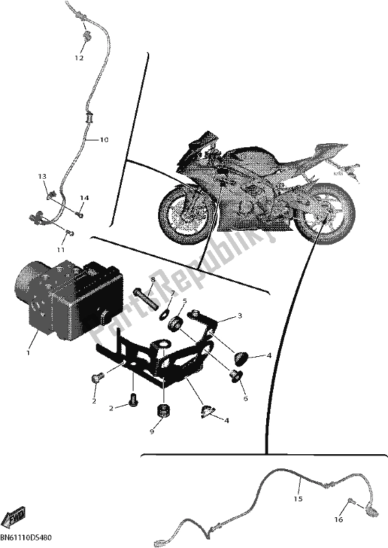 Alle onderdelen voor de Elektrisch 3 van de Yamaha YZF 600 2018