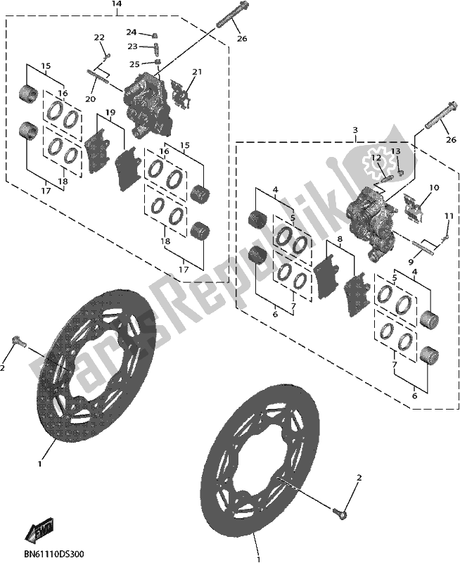 Tutte le parti per il Pinza Freno Anteriore del Yamaha YZF 600 2018