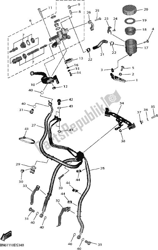 Alle onderdelen voor de Voorste Hoofdcilinder van de Yamaha YZF 600 2018