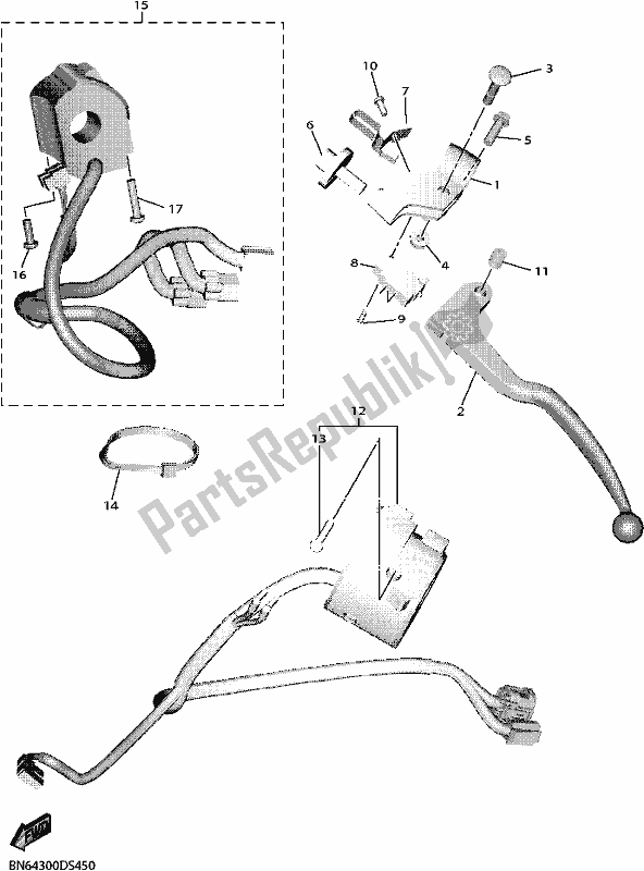 All parts for the Handle Switch & Lever of the Yamaha YZF 600 2018