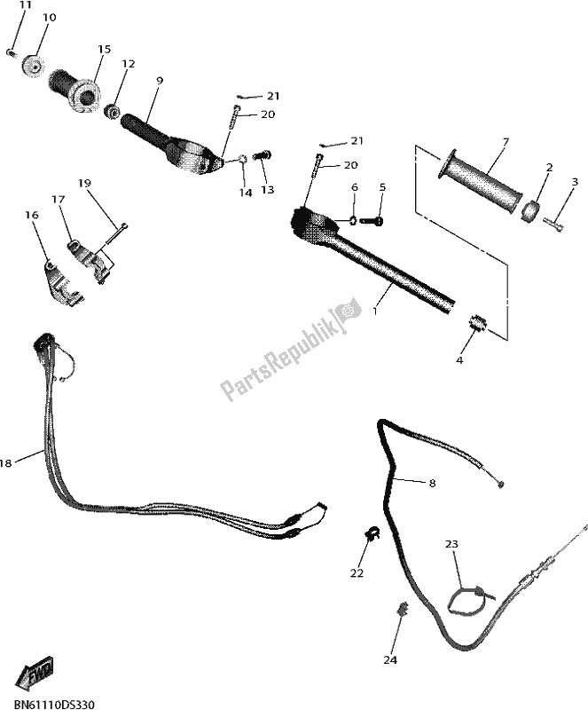 Alle onderdelen voor de Stuurhendel En Kabel van de Yamaha YZF 600 2018