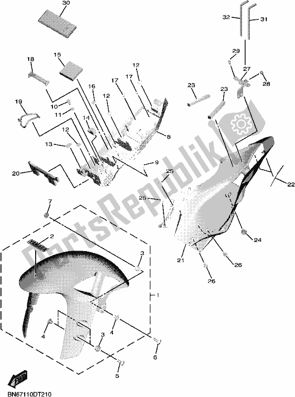 Tutte le parti per il Parafango del Yamaha YZF 600 2019