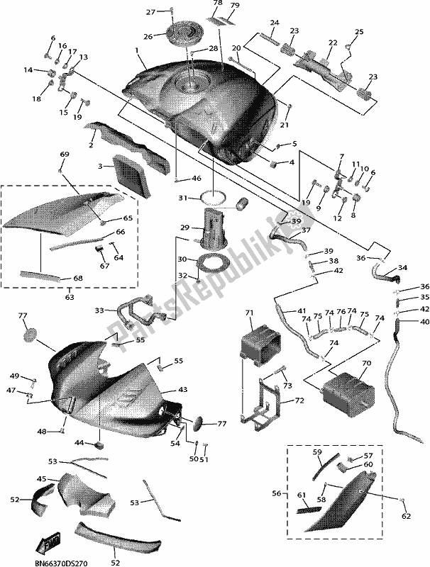 All parts for the Fuel Tank of the Yamaha YZF 600 Yzf-r6 2017