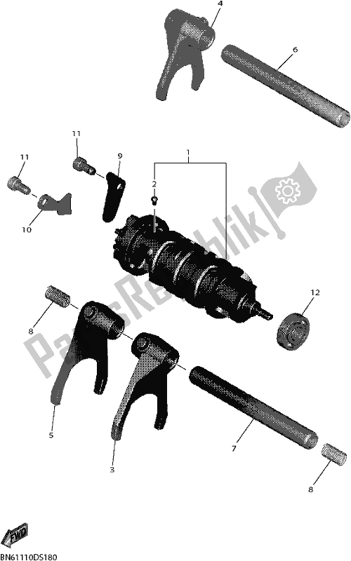 All parts for the Shift Cam & Fork of the Yamaha YZF 600 Yzf-r6 2017