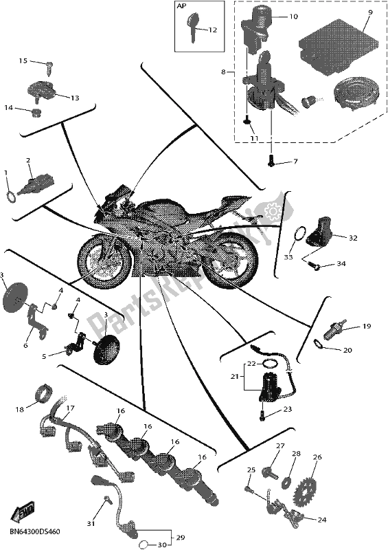 Toutes les pièces pour le électrique 1 du Yamaha YZF 600 Yzf-r6 2018