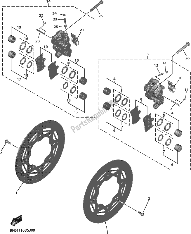 Todas las partes para Pinza De Freno Delantero de Yamaha YZF 600 Yzf-r6 2018