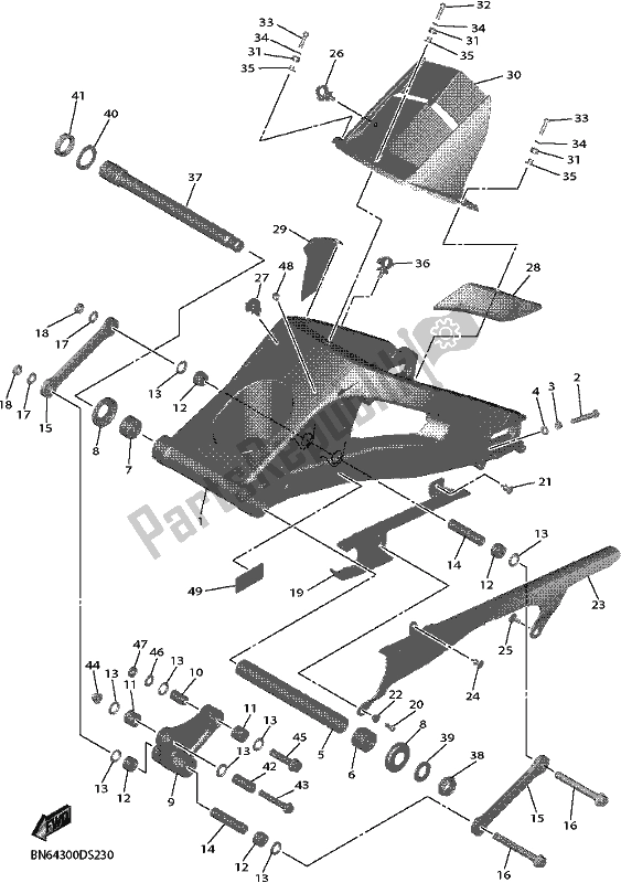 Toutes les pièces pour le Bras Arrière du Yamaha YZF 600 Yzf-r6 2018