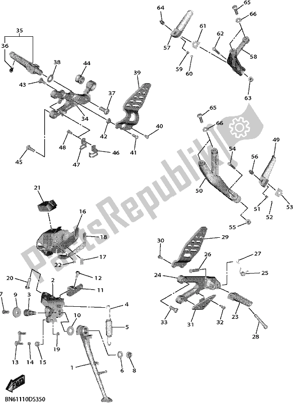 All parts for the Stand & Footrest of the Yamaha YZF 600 Yzf-r6 2018
