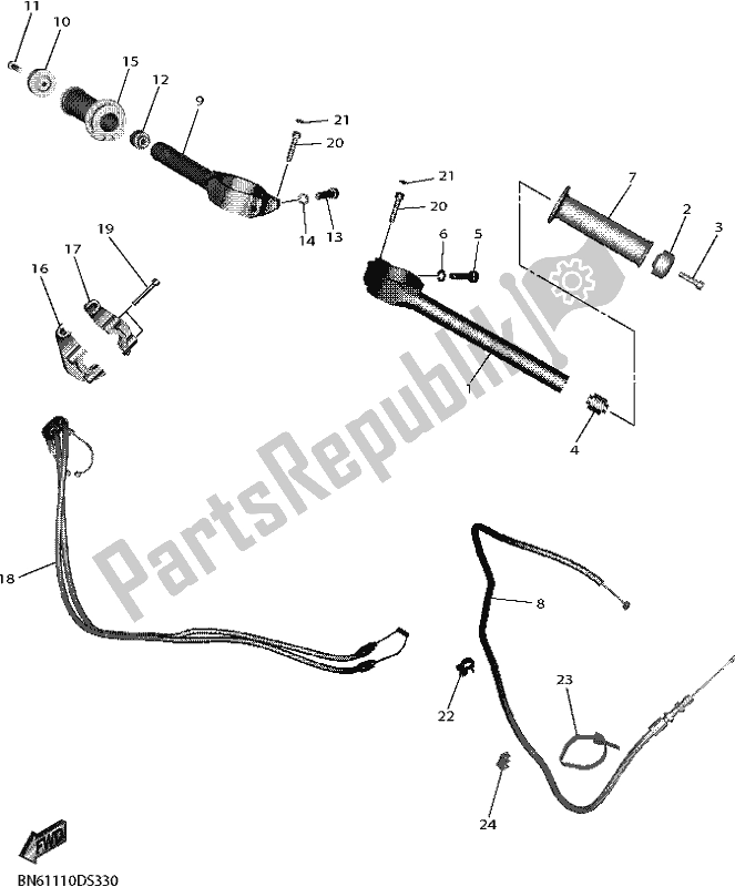 Toutes les pièces pour le Poignée Et Câble De Direction du Yamaha YZF 600 Yzf-r6 2018