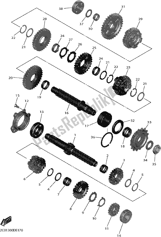 Toutes les pièces pour le Transmission du Yamaha YZF 600 Yzf-r6 2018