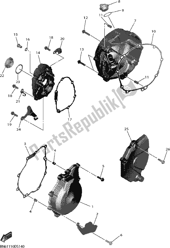 Toutes les pièces pour le Couvercle De Carter 1 du Yamaha YZF 600 Yzf-r6 2019