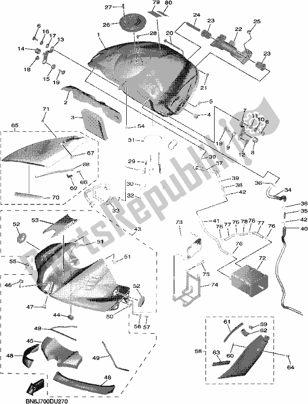 Tutte le parti per il Serbatoio Di Carburante del Yamaha YZF 600 Yzf-r6 2019