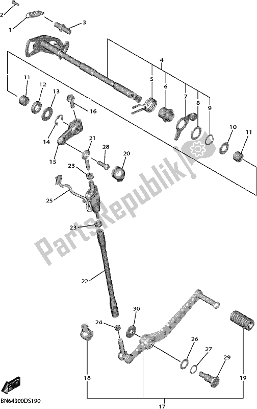 Alle onderdelen voor de Schakelas van de Yamaha YZF 600 Yzf-r6 2019